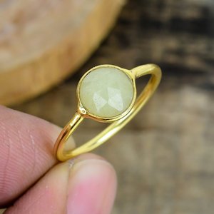 Natural Yellow Kyanite 5mm Round Gemstone <b>Ring</b> 18k Gold Micron Over 925 Sterling <b>Silver</b> - Product Image 2