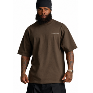 Camiseta Oversize de Cuello Redondo para Hombre, Manga Corta Ancha, Hombro Caído, Ajuste Holgado y Recto, Estilo Casual Urbano, Venta al por Mayor, Camisetas de Algodón Personalizadas - Product Image 1