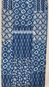 Handmade Hand Block Printed Indigo Blue Kantha <b>Quilt</b> Indigo Blue Cotton Kantha <b>Quilt</b> Indian Handmade Queen <b>Bedspread</b> - Product Image 4