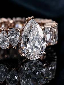 New Design Pass Diamond Tester Solid 925 Sterling Silver VVS Moissanite 6ct Pear Cut Engagement Band Ring Iced Wedding <b>Gift</b> for - Product Image 2