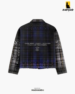Custom <b>Rhinestone</b> Plaid Flannel Shirt | Distressed Oversized Checkered <b>Jacket</b> | Premium Streetwear Vintage Button Manufacturer - Product Image 4