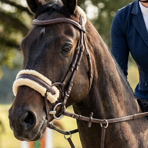 Brida Anatómica Premium de Cuero Marrón para Caballo con Narquera Acolchada de Piel de Oveja de Fácil Desmontaje y Costuras Decorativas - Equipo de Salto al por Mayor - Product Image 5