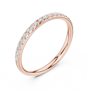 Rose Gold Lab Grown Diamond Shared Prong Wedding Band Minimalist Half Eternity <b>Stacking</b> <b>Ring</b> Women's Fine Jewelry - Product Image 4