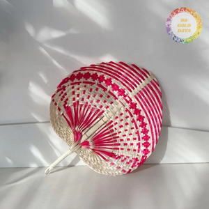 Abanico de Mano de Bambú Natural, Hoja de Palma y Ratán, Decoración para el Hogar, Abanicos Pintados de Verano, Artesanía para Fiestas, Bodas, Graduaciones, Halloween - Product Image 1