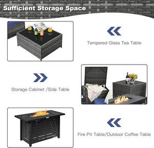 PE <b>Rattan</b> <b>Modular</b> Sofa Set with Waterproof Cushions and Coffee Table for Balcony or Patio Living - Product Image 4