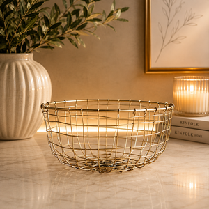 Modern Metal Wire Storage <b>Basket</b> with Open Grid Structure for Bathroom Towels <b>Linen</b> Storage and Home Organization - Product Image 5