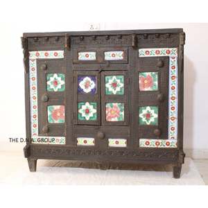 Antique Indian Wooden Damchiya <b>Old</b> Wood Decorative Storage Boxes - Product Image 5