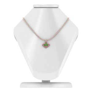 Collar de Plata de Ley con Hoja de Hiedra Rosa Plateada y Esmalte Verde, Colgante de Cristal para Mujer, Joyería, Accesorio de Moda, Elegante Regalo, Adorno - Product Image 1