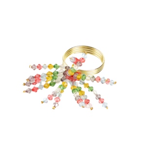Anillos para Servilletas con Cuentas Multicolores, Porta Servilletas de Metal Dorado con Cristales para Bodas, Fiestas y Decoración del Hogar - Product Image 1