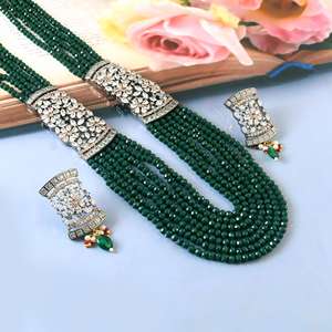 Parure de bijoux de mariage géométrique Seaila pour femme, en laiton plaqué or rose, style indien traditionnel, collier fait main pour demoiselle d'honneur, vente en gros - Product Image 2