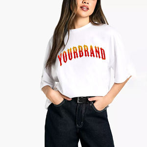 T-shirt Classique Oversize Femme Vintage Délavé Grammage Lourd 220g Vêtement Décontracté d'Été 100% Coton avec Appliques Personnalisées – Vente en Gros - Product Image 6