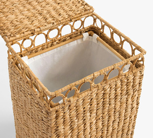 Elegant Round Rattan Laundry Basket With Handle Stylish <b>Storage</b> Basket For Bedroom Bathroom Handmade Home Organizer - Product Image 3