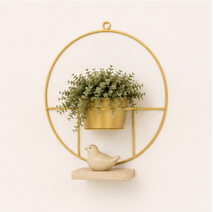 Pot de fleurs mural suspendu en métal de qualité supérieure, pot de fleurs ovale en fer doré de luxe pour la décoration intérieure, support de plantes géométrique - Product Image 3