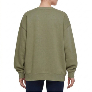 เสื้อสเวตเชิ้ตผู้หญิงทรงโอเวอร์ไซส์ สีพื้น คอกลม แขนยาว ทรงหลวม ไหล่ตก ผ้าถักผสมโพลีเอสเตอร์/คอตตอน สำหรับฤดูหนาว แห้งเร็ว - Product Image 2