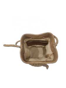 Sac à main en forme de croix avec broderie géométrique personnalisée sac à poignée en seau tissé en cuir véritable Design vintage élégant Polyester Coton - Product Image 3