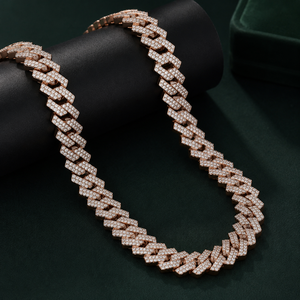 เครื่องประดับอัญมณีชั้นดี สร้อยคอทองคำแท้ 14K ประดับเพชรแล็บทรงคิวบัน ขนาด 8 มม. 10 มม. 12 มม. 16 มม. 19 มม. เพชรเจียระไนแบบ HPHT - Product Image 1