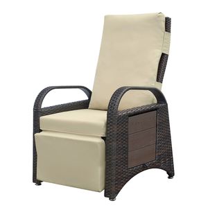 Sedia a Sdraio Reclinabile da Esterno Regolabile con Cuscino Morbido in Vimini PE e Meccanismo di Regolazione Separato, Sedia da Giardino Moderna - Product Image 4
