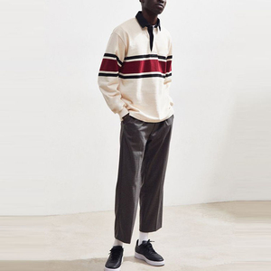 Men's Striped Long Sleeve Polo <b>Shirt</b> Button Down <b>Collar</b> Knitted Casual Autumn Wear - Product Image 3