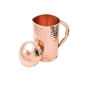 Pichet en cuivre avec couvercle, 100% cuivre pur, pichet à eau martelé, 50,7 oz (1,5 litre) pour l'eau potable, pichet traditionnel - Product Image 3