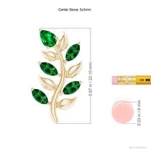 Emerald Leaf <b>Earrings</b> Floral Inspired Jewelry, 14kt Solid Gold Marquise Cut Green Emerald Handmade <b>Fine</b> Jewelry Gift for Her - Product Image 2