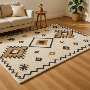 Hand Tufted white Color Wool Area Rug Classic Designer Carpet Living Room Home <b>Decor</b> Picnic Non-Slip Pet Friendly High Pile - Product Image 3
