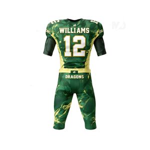Maillot de football américain unisexe pour adultes en polyester respirant de qualité supérieure, logo de l'équipe des dragons brodé sur mesure et nom du joueur, ensemble complet - Product Image 4