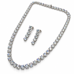 Moissanite <b>Necklace</b> <b>Set</b> in 925 Sterling <b>Silver</b> Rhodium Plated Luxury Jewelry for Anniversary Engagement & Party - Product Image 3