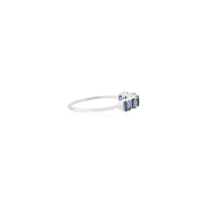 Últimas Novedades: Anillo de Media Eternidad Personalizado de Oro Blanco Sólido de 14K con Zafiro Azul y Diamantes, Joyería de Piedra de Nacimiento de Septiembre - Product Image 5