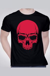 T-shirt imprimé graphique tête de mort, tricoté, col rond, manches courtes, coupe ajustée, respirant, écologique, décontracté, pour l'été - Product Image 2