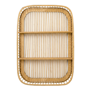 Étagère murale rectangulaire unique en bambou, unité de rangement décorative pour la décoration murale de la maison, livres, serviettes, diffuseur de parfum, bougie parfumée, décoration - Product Image 1