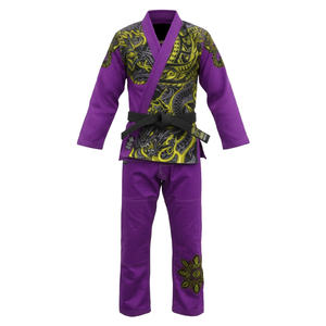 Kimono de BJJ Morado con Estampado de Dragón Amarillo, 100% Poliéster, Unisex, para Adultos, Ropa de Artes Marciales, Impresión por Sublimación, Corte Regular - Product Image 1