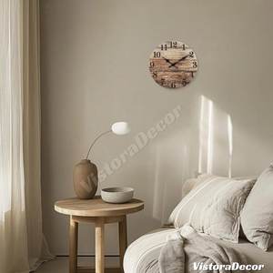 Rustic Wood Grain <b>Wall</b> <b>Clock</b> – Silent Farmhouse Decor, <b>Vintage</b> Style Living Room Art - Product Image 3
