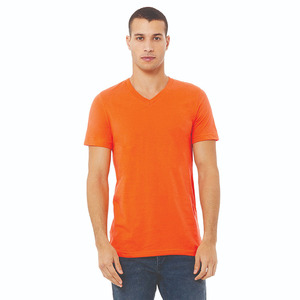 T-shirt décontracté d'été pour homme, col rond, manches courtes, uni, respirant, en polyester/coton non tissé, couleur orange - Product Image 2