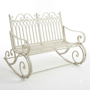 เก้าอี้โยกเหล็กดัดสไตล์ยุโรป KHP ทนทานต่อสภาพอากาศ เก้าอี้เหล็กโบราณแบบ 2 ที่นั่งสำหรับระเบียง - Product Image 1