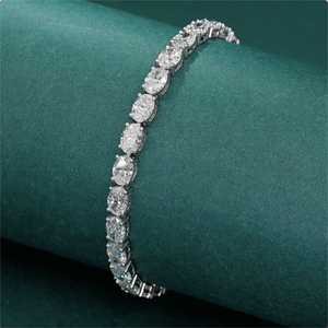 Women's 925 <b>Silver</b> Tennis Bracelet Round Diamond Claw Setting Classic Style Rhodium Plated GIA Certified Jewelry - Product Image 3