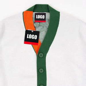 OEM Jacquard <b>Cardigan</b> <b>Sweater</b> Custom V-Neck Button Jumper with All-Print Snake Graphic for Autumn winter Seasons - Product Image 3