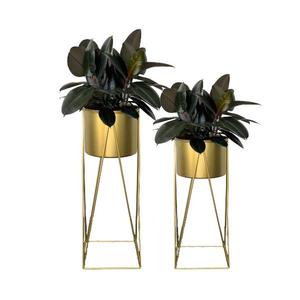 Contemporary Gold Metal Floor Planter | Designer <b>Plant</b> Stand for Hotels & Homes - Product Image 5
