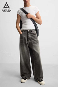 Aifran Sports - Jeans de mezclilla bootcut personalizados para hombre, lavados, informales, a la moda, proveedor mayorista - Product Image 4