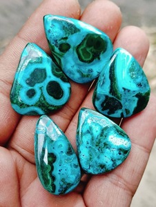 Chrysocolla Malachite Cabochon AAA พลอยหลวมขัดคุณภาพสำหรับทำเครื่องประดับขายส่งมากอัญมณี, - Product Image 4