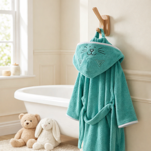 Peignoir pour enfants unisexe, mignon, doux, absorbant, léger, lavable en machine, 100% coton peigné, qualité supérieure, écologique, portable - Product Image 4