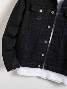 <b>Men's</b> Classic Denim <b>Jacket</b> Regular Fit Turn-down Collar Solid Color Cotton Washed Casual Autumn Style - Product Image 3