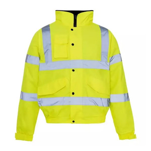Men's High Visibility Reflective Waterproof Hooded Puffer Jacket Workwear Style <b>Winter</b> <b>Thick</b> <b>Coat</b> with Zipper Closure - Product Image 2