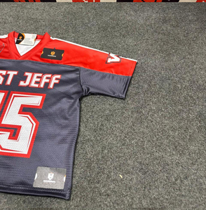 Full Customized Embroidered Mesh American Football Jerseys V Neck Boxy Plus Size Short Sleeve Oversized Mesh Custom Design Shirt - Product Image 3