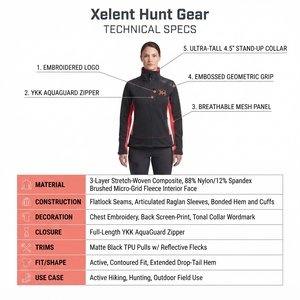 Custom Women's 3-Layer Softshell Jacket 320GSM Stretch Nylon Fleece Lined Active Outdoor Hiking <b>Coat</b> OEM - Product Image 5