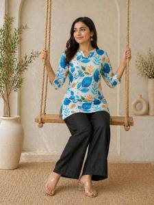 Ensemble coordonné en rayonne de qualité supérieure – Ensemble décontracté à motifs floraux multiples - Product Image 3