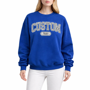 Nouveau design – Sweat-shirt bleu oversize pour femme avec logo personnalisé, col rond, coupe décontractée, en molleton - Product Image 3