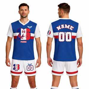 New Article France Style Soccer Jersey Set Custom Football Uniform Men Breathable Training <b>Kit</b> USA Europe Wholesale Team Wear - Product Image 1