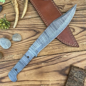 Cuchillo Bowie de Acero de Damasco Hecho a Mano, Hoja Recurva con Punta Elevada, Espiga Completa con Pomo Curvo, Cuchillos al por Mayor - Product Image 1