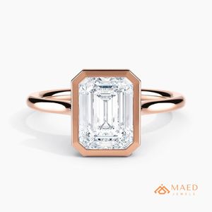 Anillo de Moissanita de Lujo con Corte Esmeralda para Mujer, Chapado en Oro Rosa, Engaste de Garras, Joyería Elegante para Compromiso, Boda, Fiesta, Regalo, Gujarat - Product Image 1