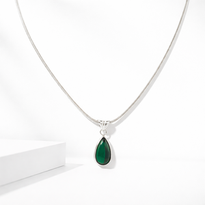 Collar con Colgante de Cuarzo Esmeralda Natural en Forma de Lágrima, Plata de Ley 925, Joyería Minimalista con Piedras Preciosas de Moissanita para Mujer, Venta al por Mayor - Product Image 1